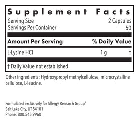 Détail des capsules L-Lysine 500 mg avec étiquette