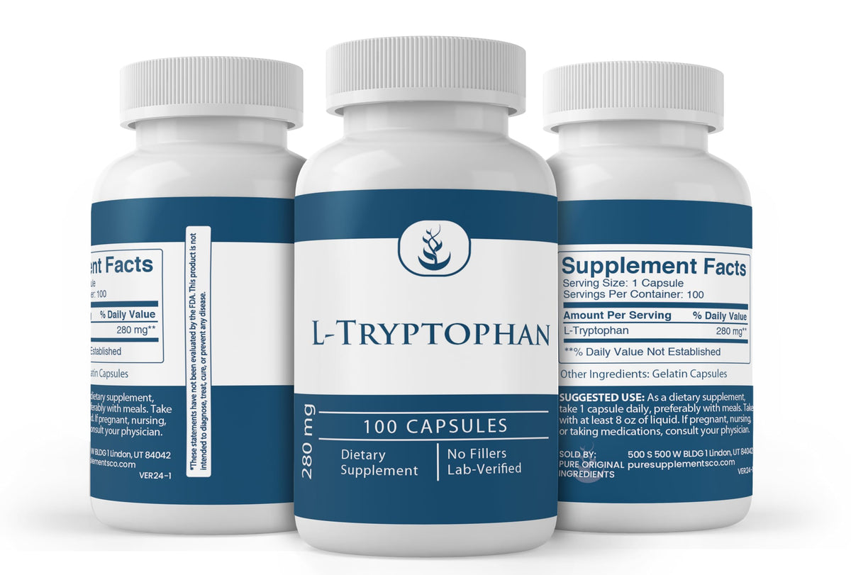 Détail des capsules L-Tryptophan PURE ORIGINAL INGREDIENTS