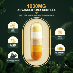 Détail des capsules Leafgush NMN 1000mg sur une cuillère