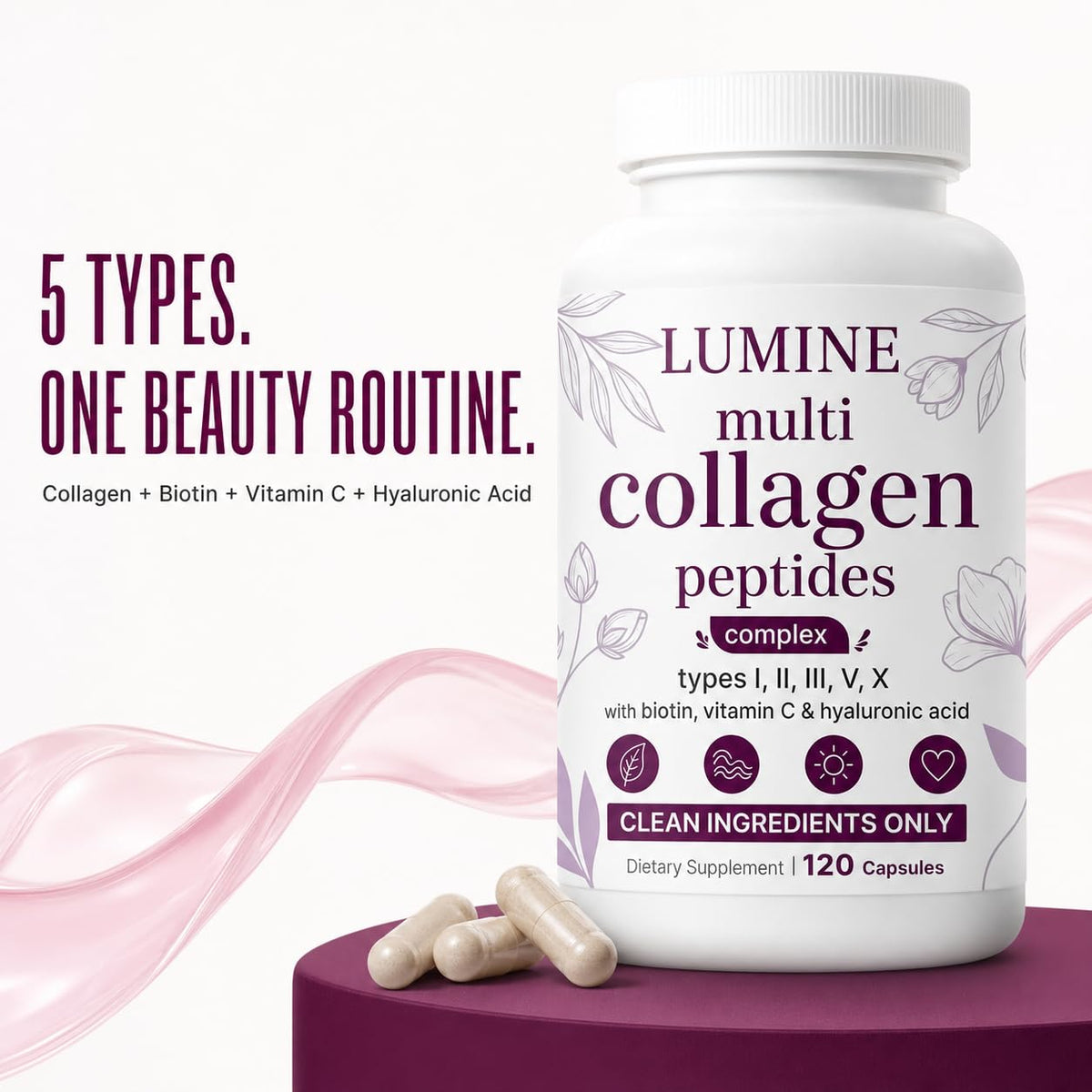 Détail des capsules LUMINE Multi Collagen Complex