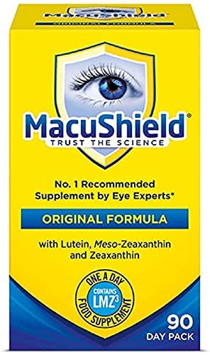Détail des capsules MacuShield sur un fond neutre