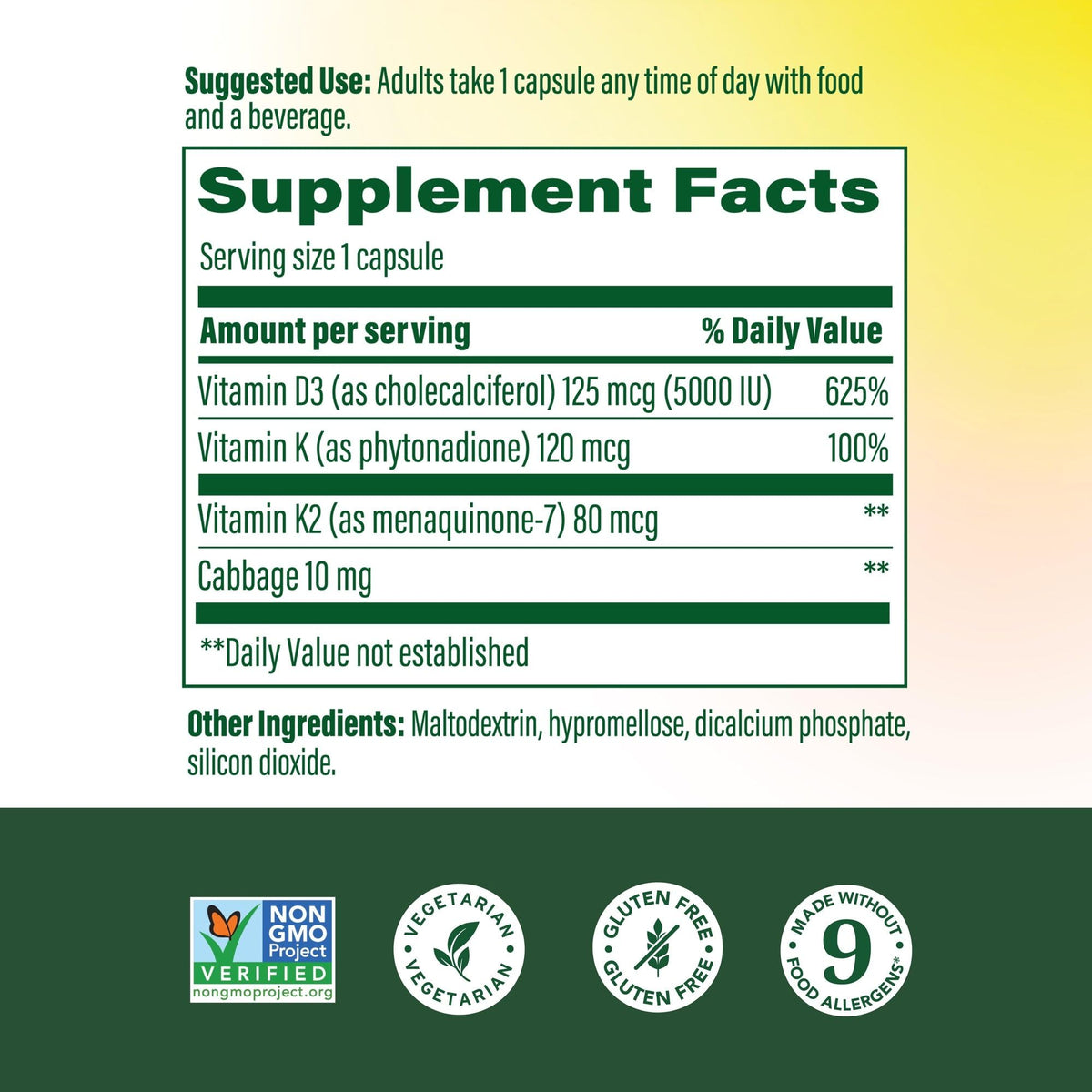 Détail des capsules MegaFood Vitamine D3 & K2