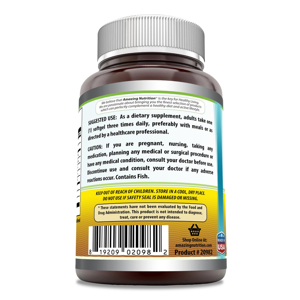 Détail des capsules molles d'Huile de Poisson Amazing Nutrition