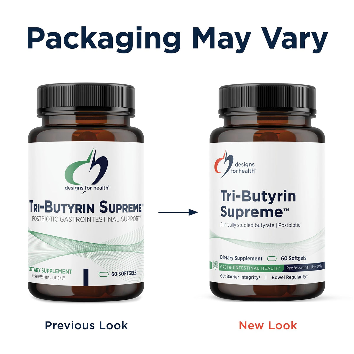 Détail des capsules molles Tri-Butyrin Designs for Health