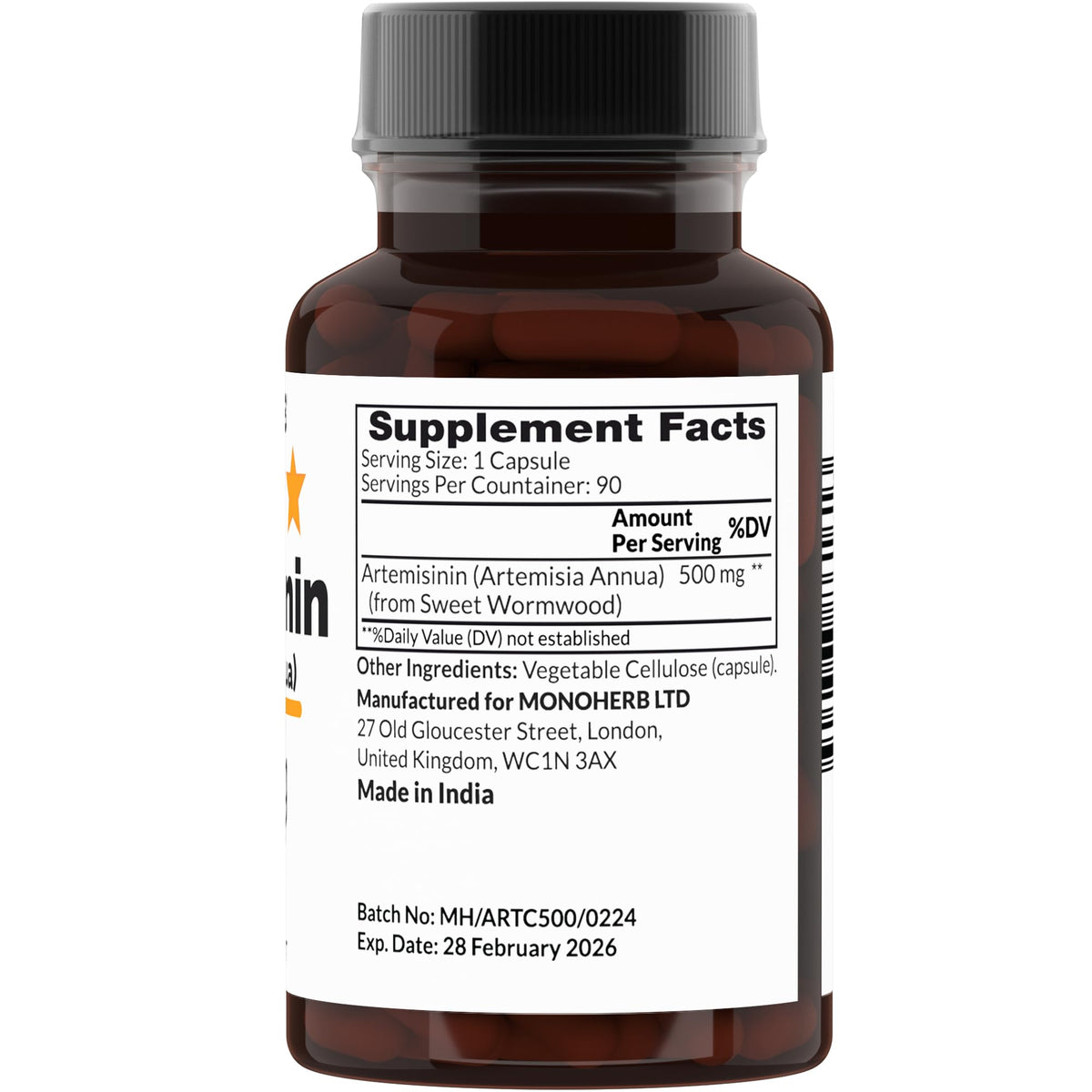 Détail des capsules MONOHERB Artemisinin 500 mg taille #0