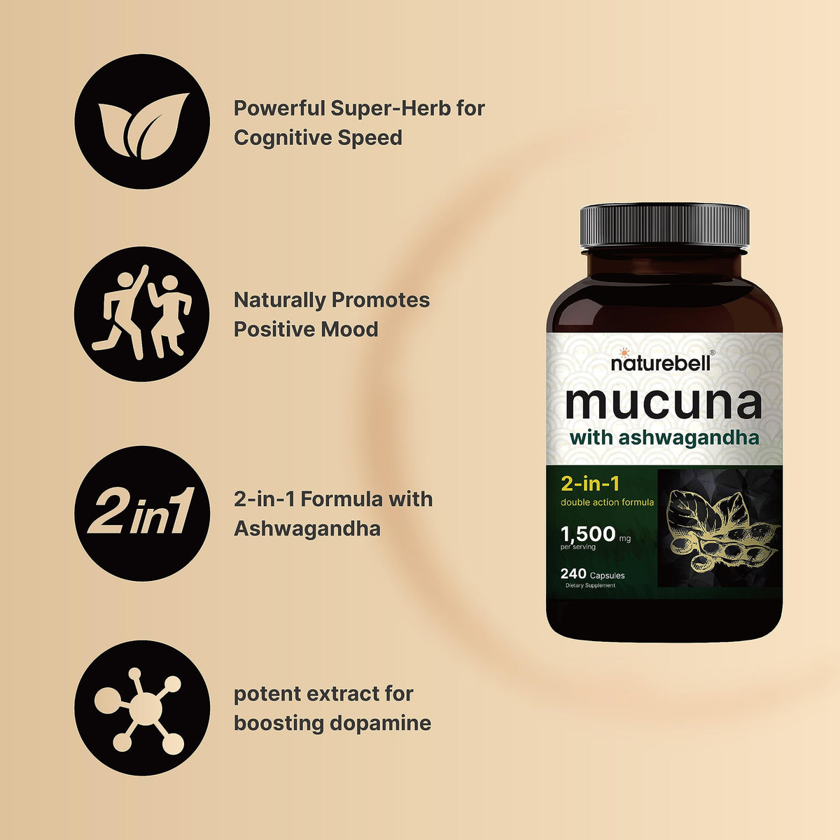 Détail des capsules Mucuna Pruriens NatureBell