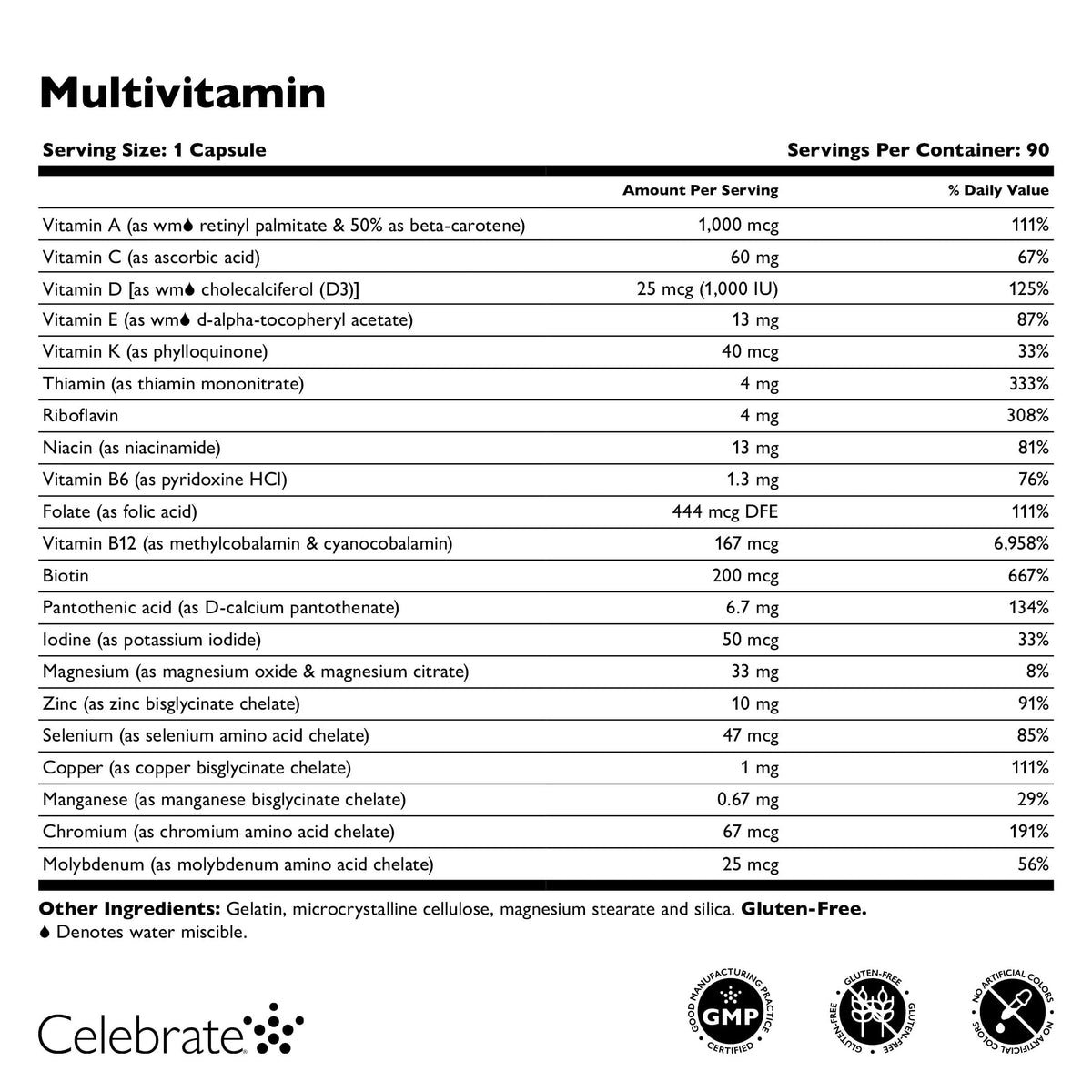 Détail des capsules multivitamines Celebrate Bariatric
