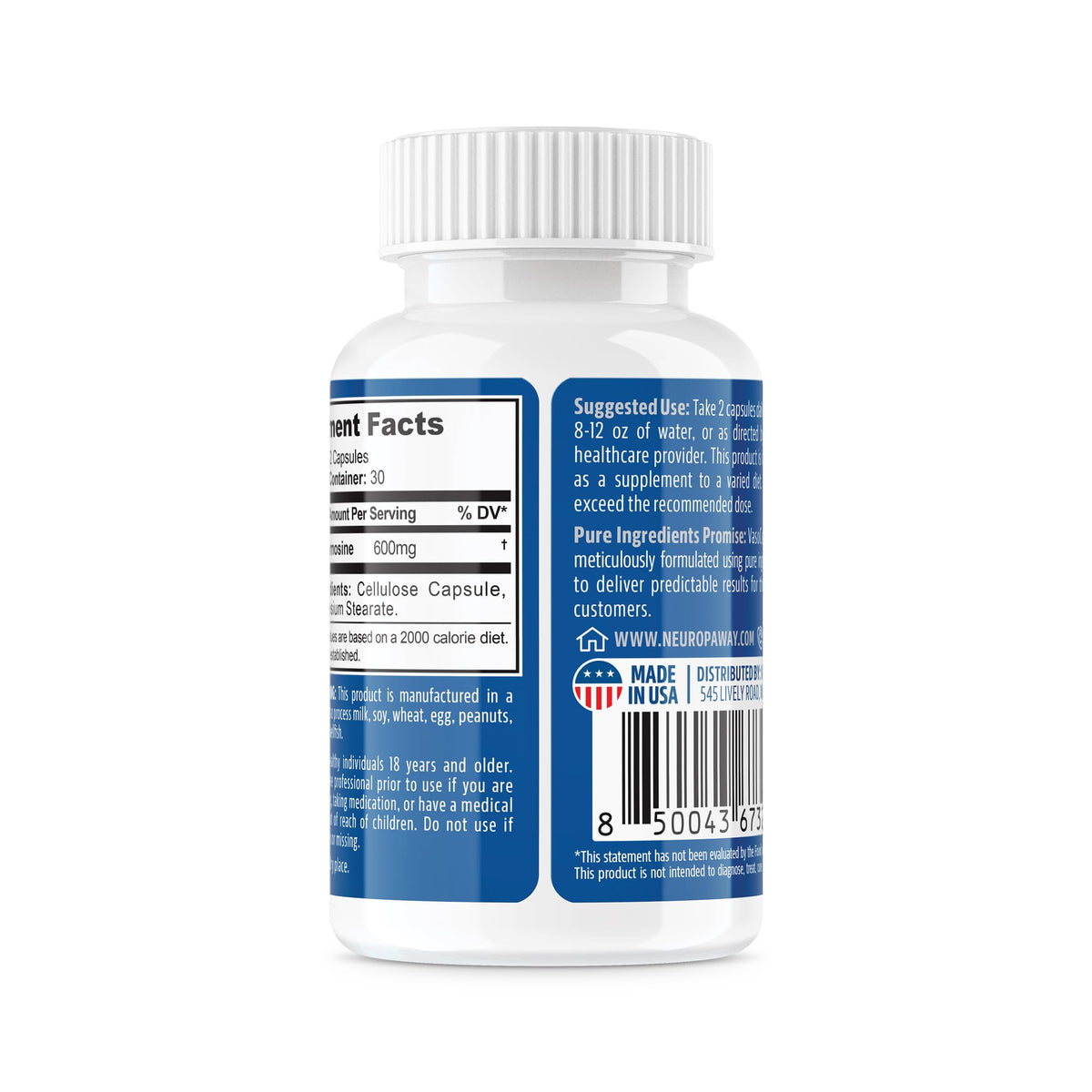 Détail des capsules NeuropAWAY N-Acetyl-L-Carnosine