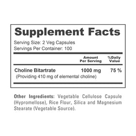 Détail des capsules NusaPure Choline Bitartrate