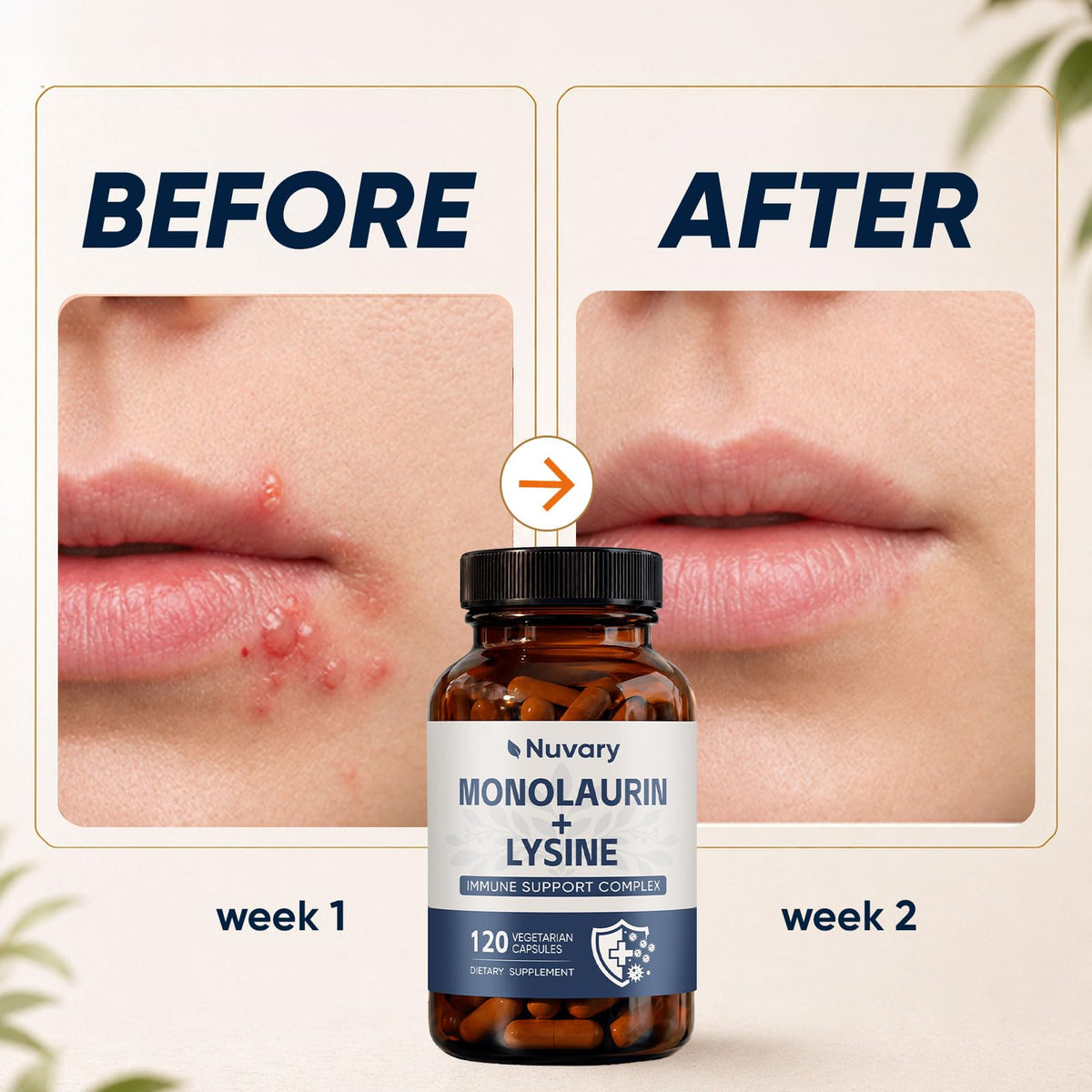 Détail des capsules Nuvary de monolaurine et lysine