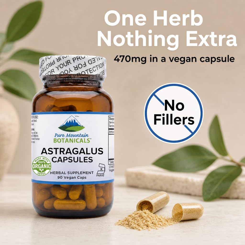 Détail des capsules Pure Mountain Botanicals Astragalus 470mg