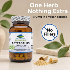 Détail des capsules Pure Mountain Botanicals Astragalus 470mg