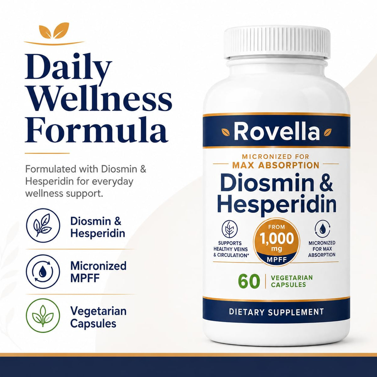 Détail des capsules Rovella Diosmine et Hespéridine