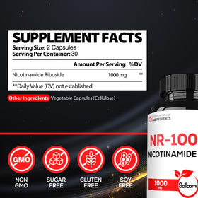 Détail des capsules Satoomi Nicotinamide Riboside 1000mg
