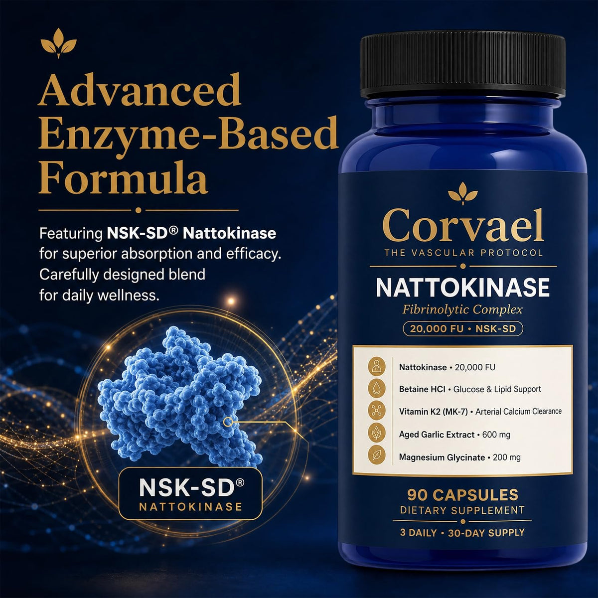 Détail des capsules Seven Green Nattokinase sur fond blanc