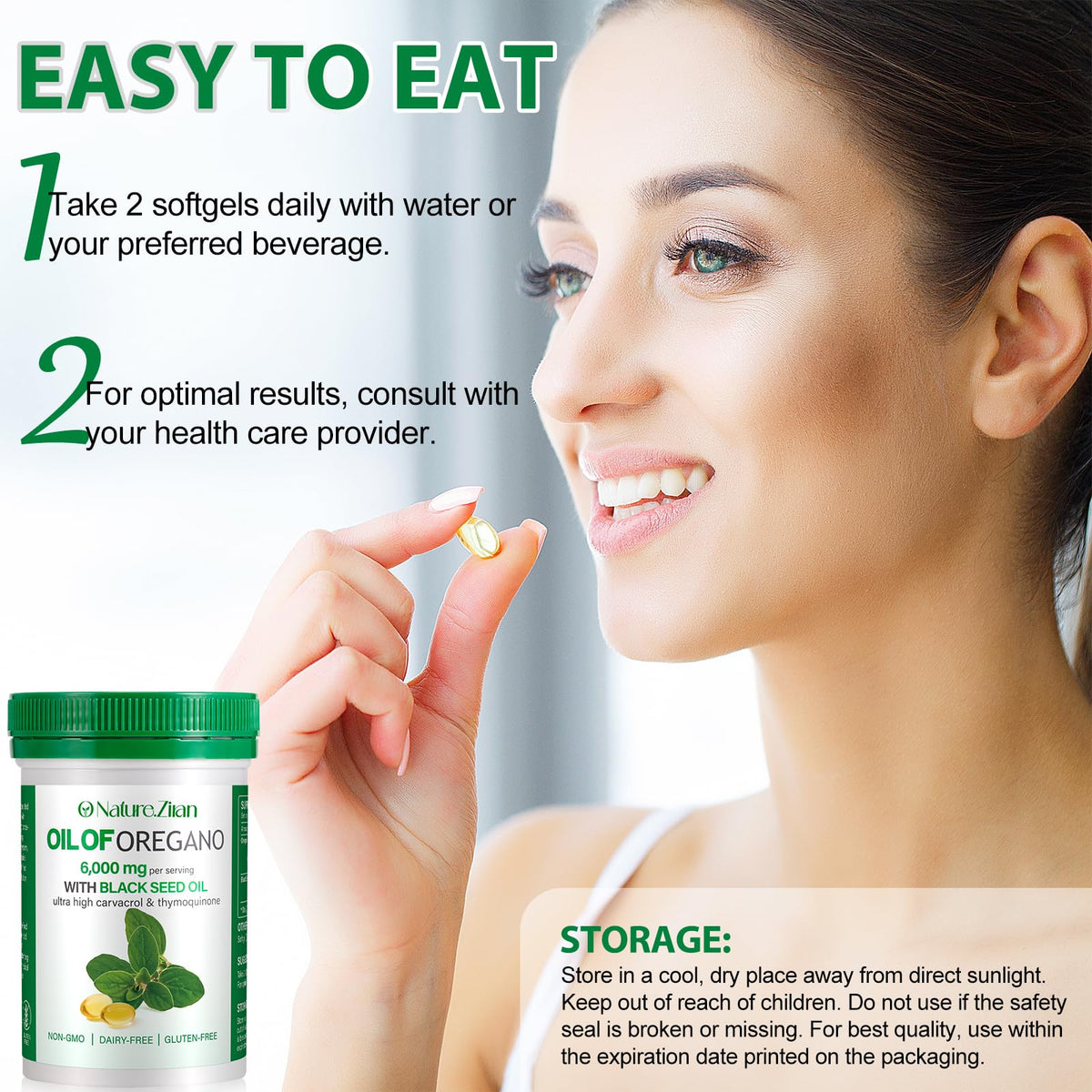 Détail des capsules softgel d'huile d'origan bio O NATURE. ZIRAN