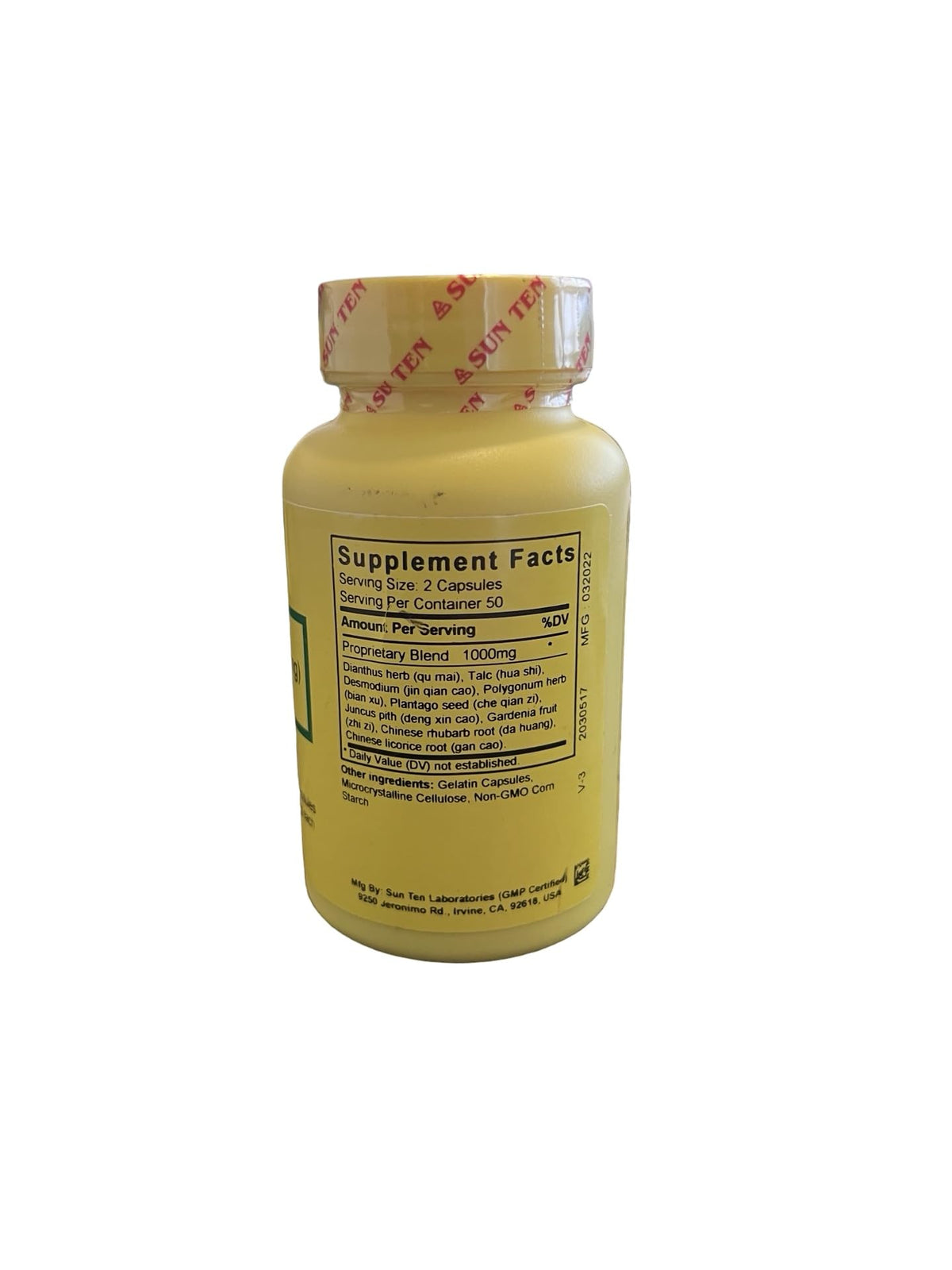 Détail des capsules Sun Ten Dianthus Formula 500 mg