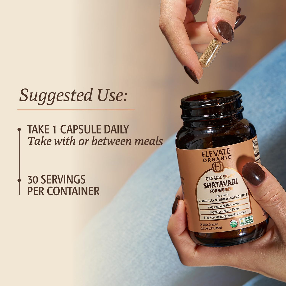 Détail des capsules support ORGANIC Shatavari SRI-81 sur fond blanc