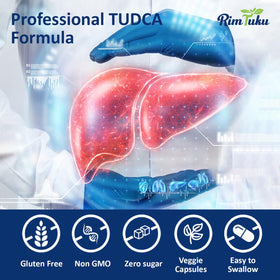 Détail des capsules TUDCA RimTuku sur fond blanc