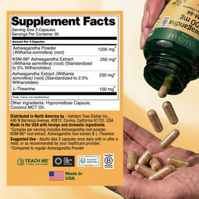 Détail des capsules VAHDAM Ashwagandha 1800mg