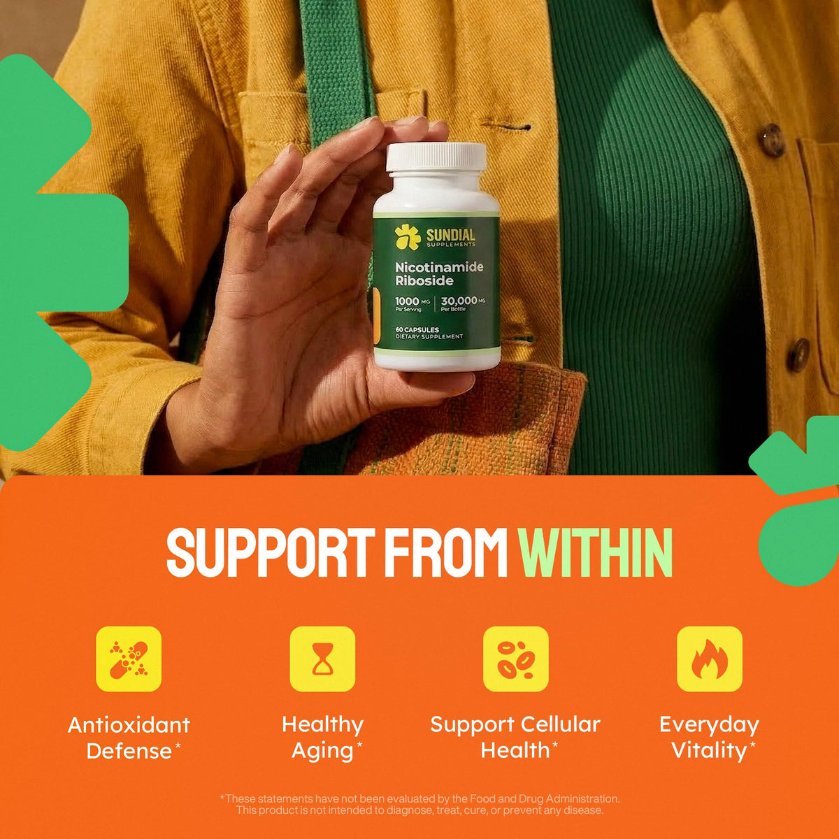 Détail des capsules véganes de Nicotinamide Riboside 1000mg