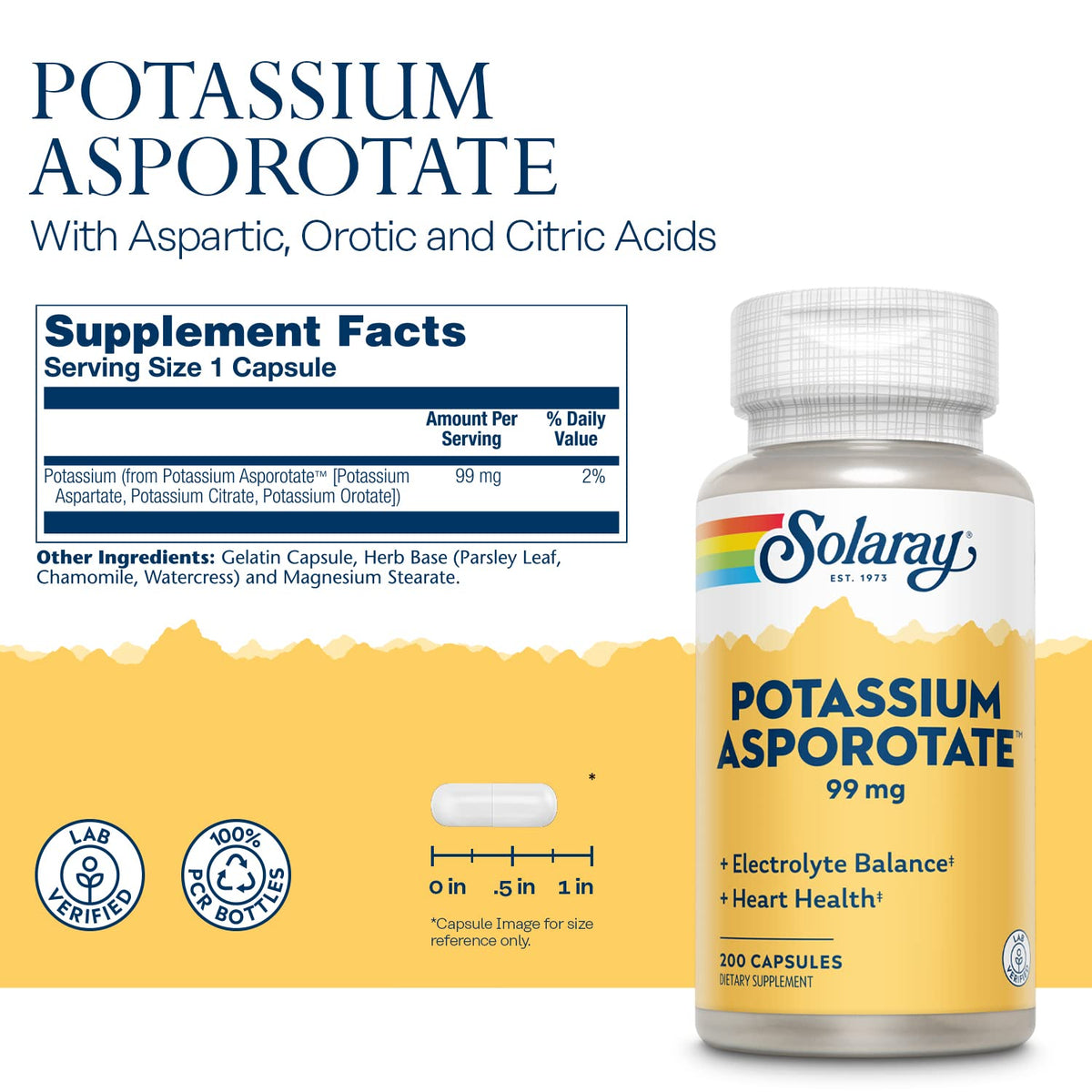 Détail des capsules VegCaps Potassium Asporotate SOLARAY