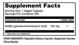 Détail des capsules végétales Amazing Nutrition GABA 750mg