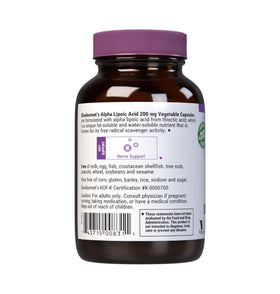 Détail des capsules végétales BlueBonnet Acide Alpha-Lipoïque