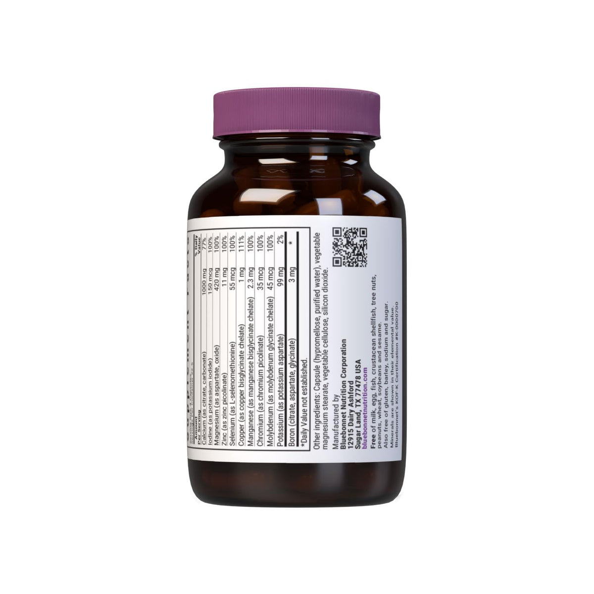 Détail des capsules végétales BlueBonnet Multimineral Plus Boron