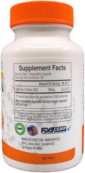 Détail des capsules végétales daily wellness Biotine 100mg