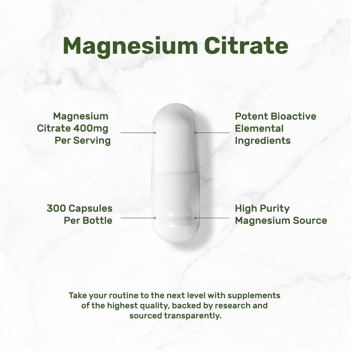 Détail des capsules végétales de citrate de magnésium