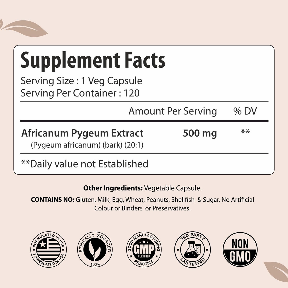 Détail des capsules végétales de ForestVibe Pygeum 500mg