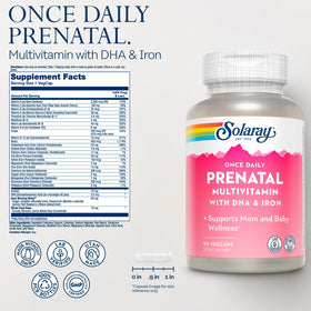 Détail des capsules végétales de multivitamines prénatales SOLARAY