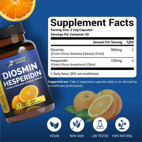 Détail des capsules végétales Diosmine Hespéridine Athletic Choice