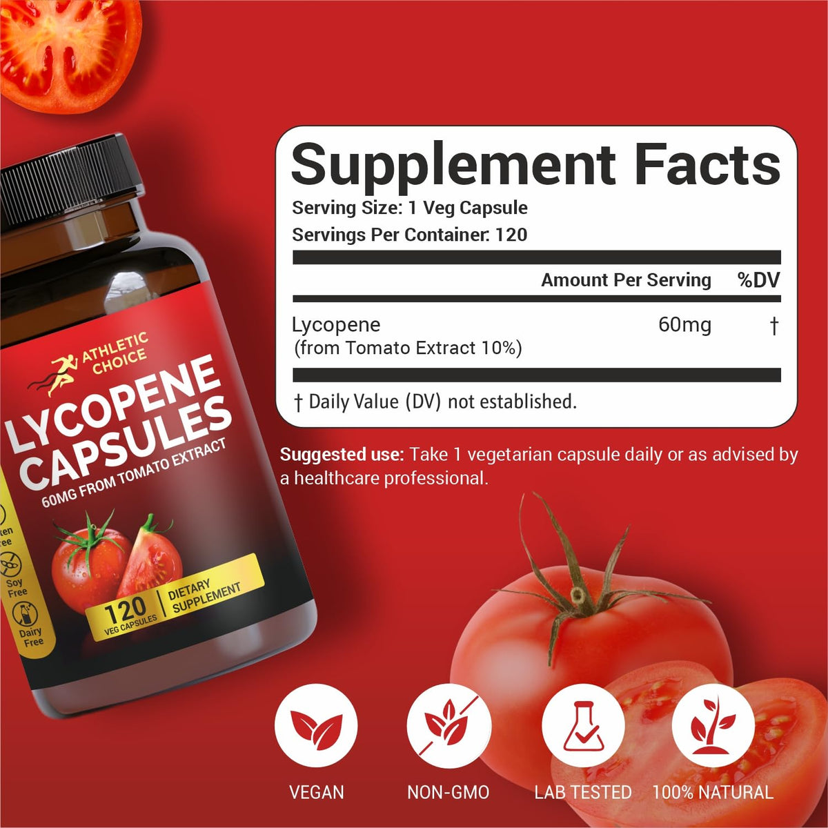 Détail des capsules végétales Lycopène Athletic Choice
