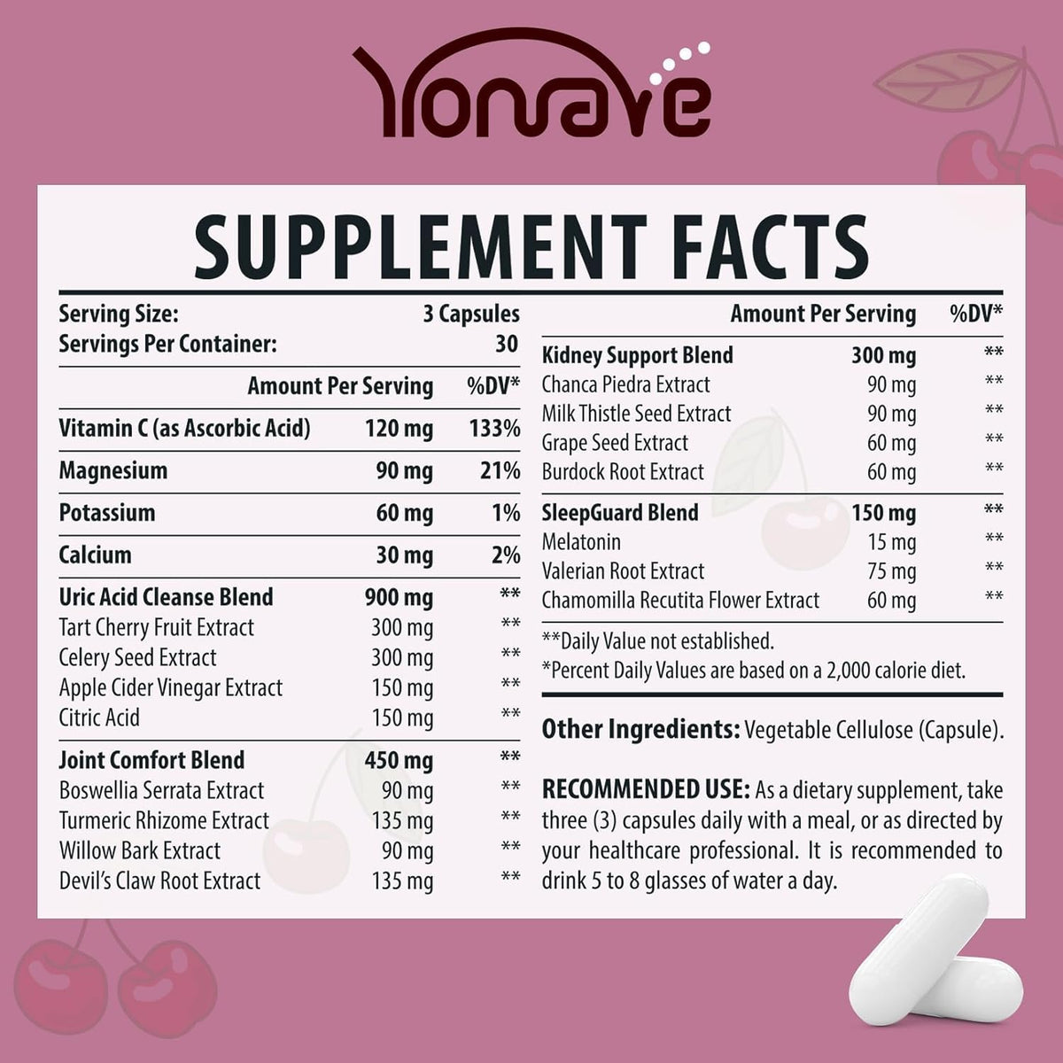 Détail des capsules végétales Yonrave Uric Acid