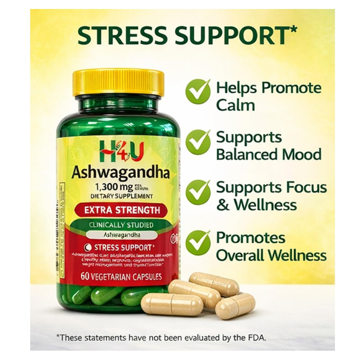 Détail des capsules végétariennes d'Ashwagandha 1300 mg