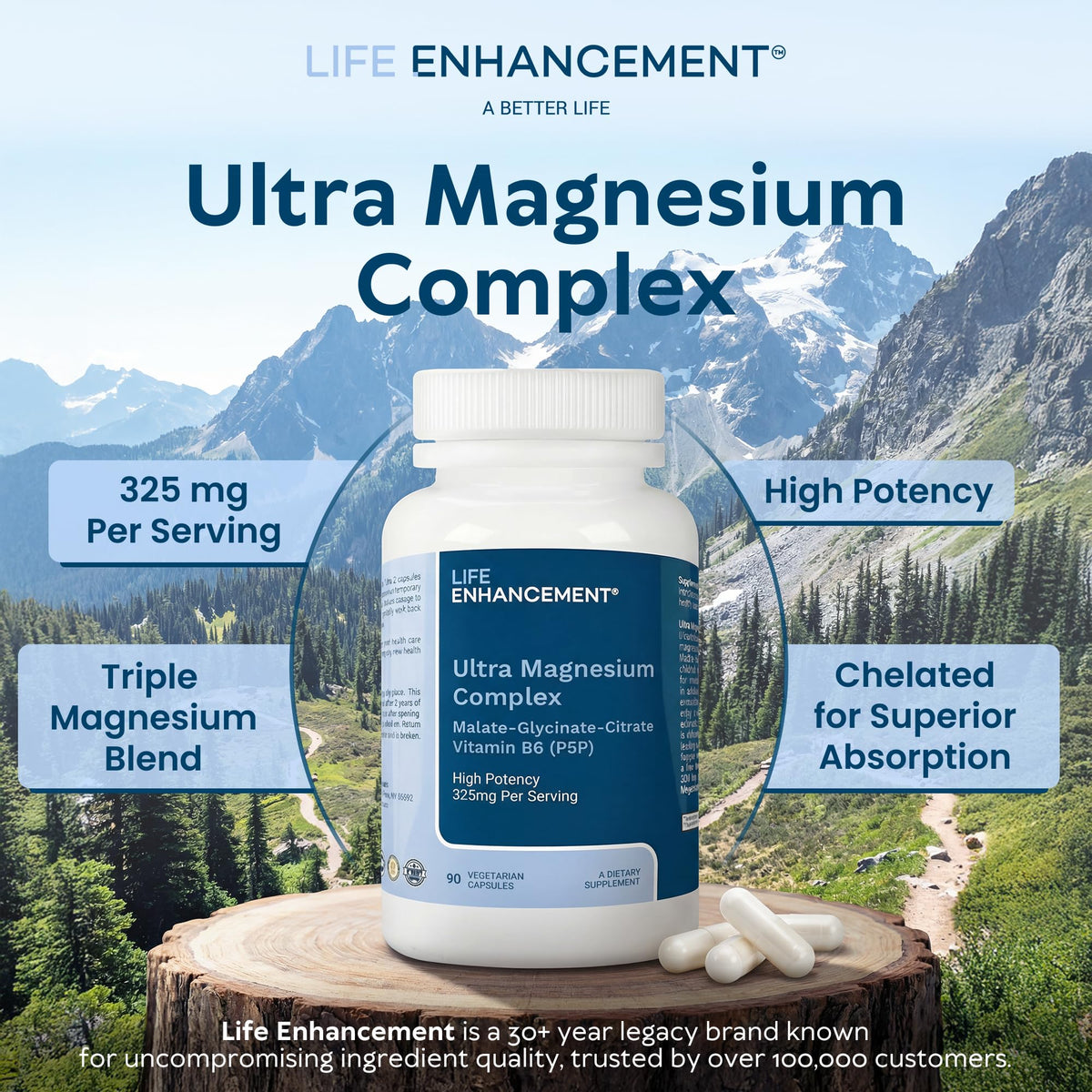 Détail des capsules végétariennes de Complexe de Magnésium Ultra Triple