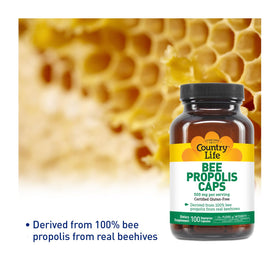 Détail des capsules végétariennes de propolis Country Life