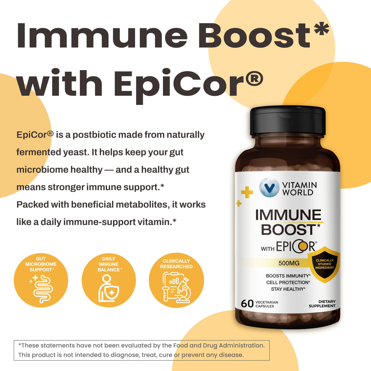 Détail des capsules végétariennes de Vitamin World EpiCor