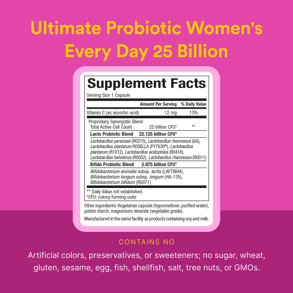 Détail des capsules végétariennes Natural Factors Probiotique Femme