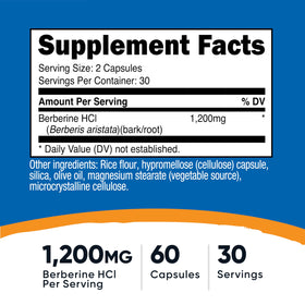 Détail des capsules végétariennes Nutricost Berberine HCl