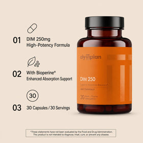 Détail des capsules végétariennes Olympian Labs DIM 250mg