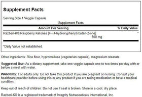 Détail des capsules végétariennes Swanson Razberi-K 500 mg