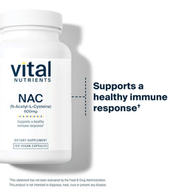 Détail des capsules Vital Nutrients NAC 600mg