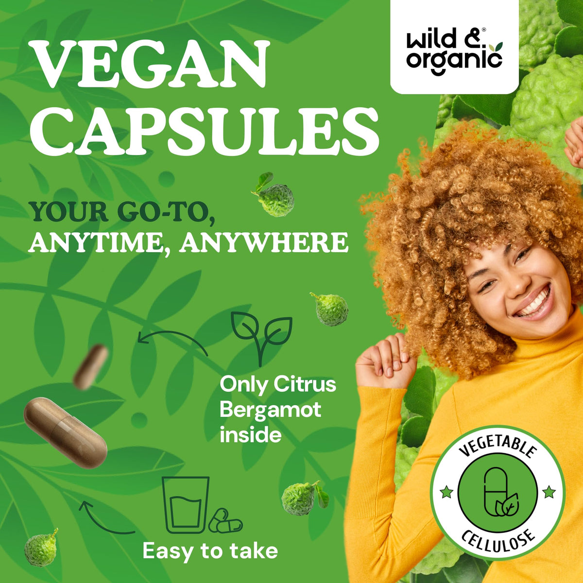Détail des capsules Wild & Organic avec leur coating en cellulose végétale