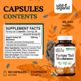 Détail des capsules Wild & Organic Turkey Tail 1000 mg