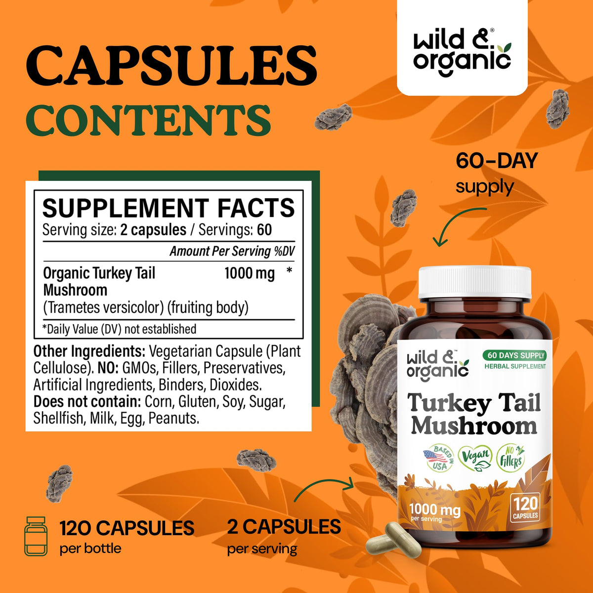 Détail des capsules Wild & Organic Turkey Tail