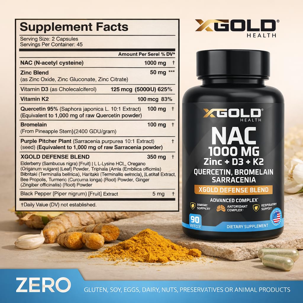 Détail des capsules X Gold Health NAC 1000 mg