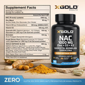 Détail des capsules X Gold Health NAC 1000 mg